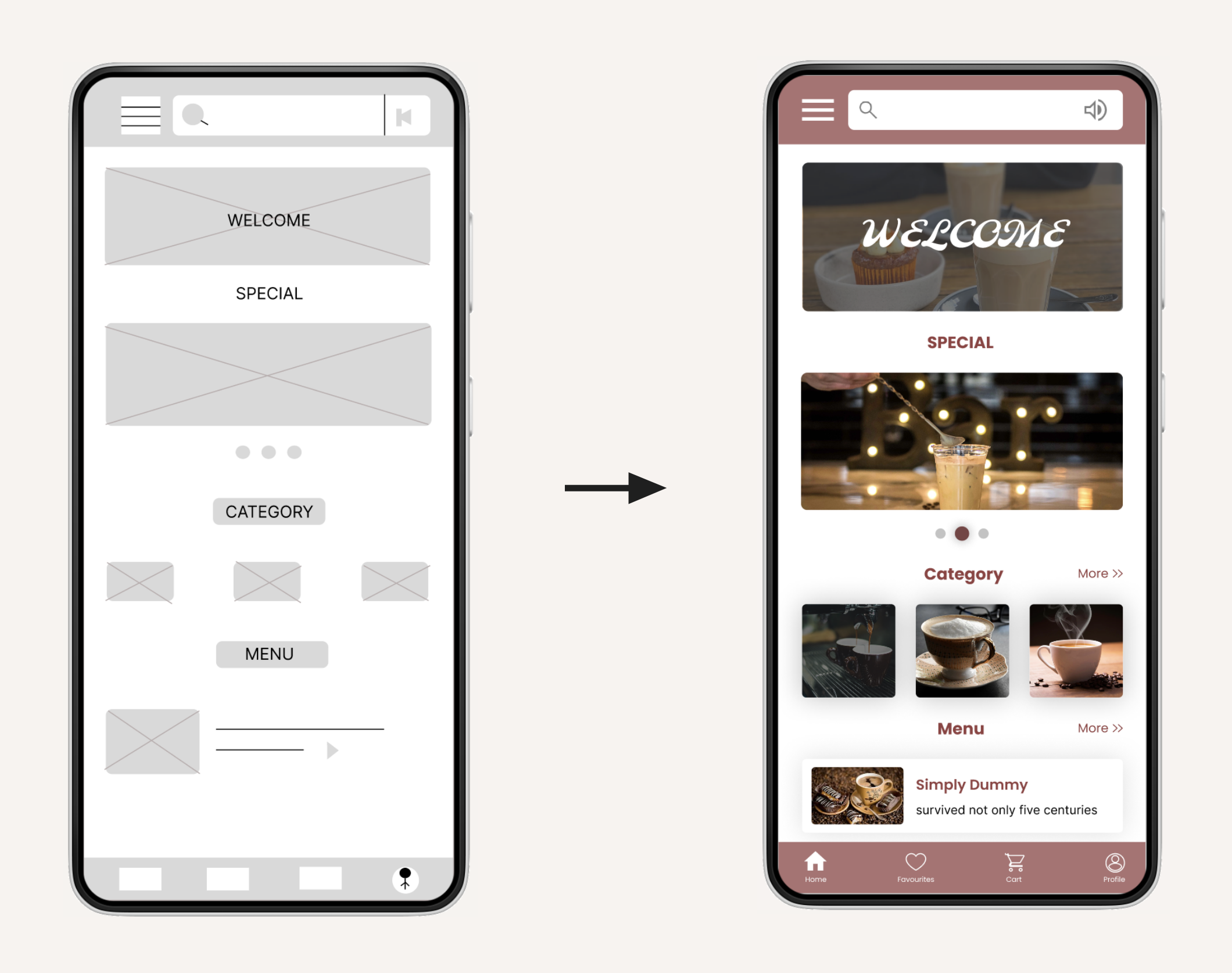 Hometown cafe app- Mockup 1